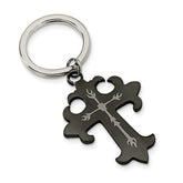 Sophia Jewelers Men's Polished Stainless Steel Engravable Cross Key Ring